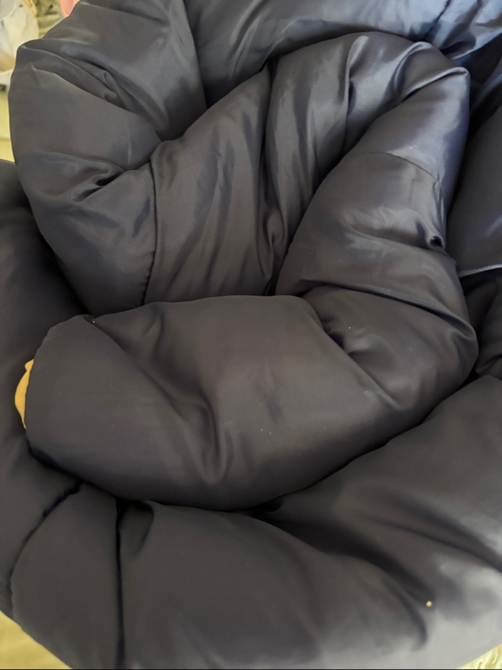 Navy and Cream sleeping bag by Exxel Outdoors. 33” x 75”.